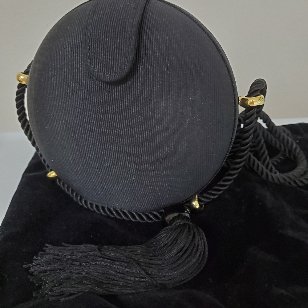 Lancome black faille evening purse